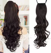 Impression Black Curly Women long Ribbon Ponytail Hair Extension (Pack of 12)
